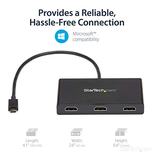 StarTech USB C to HDMI Splitter 3 Port MST Hub