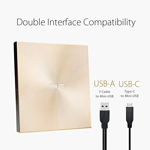 ASUS ZenDrive U9M SDRW-08U9M-U - Disk drive - DVD▒RW (▒R DL) - 8x/8x - USB 2.0 - external - gold