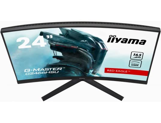 iiyama G-MASTER Red Eagle G2466HSU-B1 - LED monitor - curved - 24" (23.6" viewable) - 1920 x 1080 Full HD (1080p) @ 165 Hz - VA - 250 cd/m² - 3000:1 - 1 ms - 2xHDMI, DisplayPort - speakers - matte black