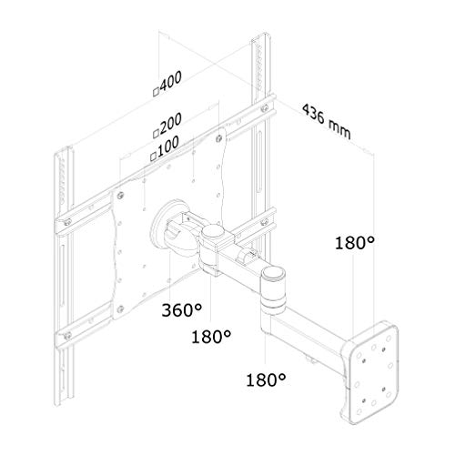 NewStar TV/Monitor Wall Mount (Full Motion) for 23"-52" Screen - Black - Wall mount for LCD display (adjustable arm) - black - screen size: 23"-52"