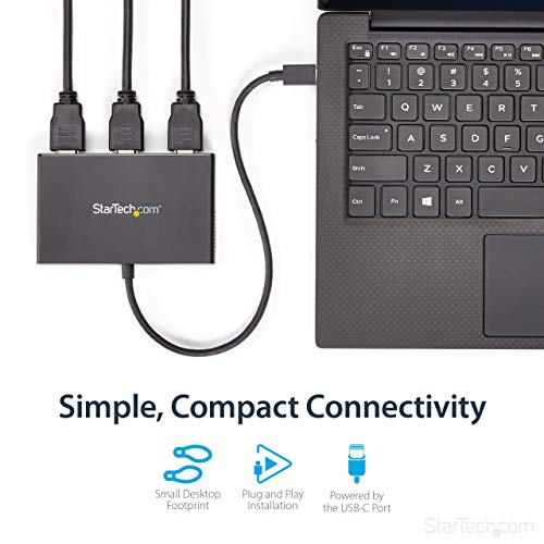 StarTech USB C to HDMI Splitter 3 Port MST Hub