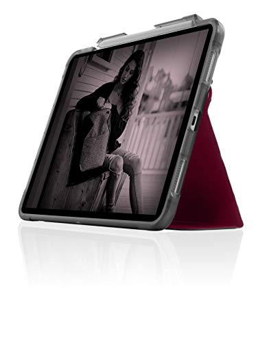 STM Dux Studio 12.9 Inch Apple iPad Pro 3rd 4th Generation Tablet Case Dark Red Grey Polycarbonate TPU Magnetic Closure Scratch Resistant Shock Resist