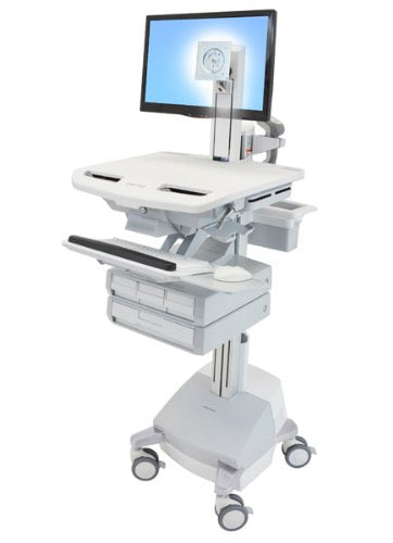 Ergotron StyleView - Cart for LCD display / keyboard / mouse / CPU / notebook / barcode scanner - medical - aluminium, zinc-plated steel, high-grade plastic - grey, white, polished aluminium - screen size: up to 24" - output: AC 230 V - 66 Ah - Lead Acid