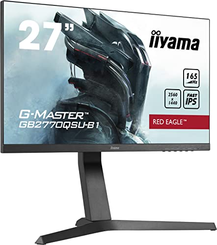 iiyama G-MASTER Red Eagle GB2770QSU-B1 - LED monitor - 27" - 2560 x 1440 WQHD @ 165 Hz - Fast IPS - 400 cd/mï¿½ - 1000:1 - 0.5 ms - HDMI, DisplayPort - speakers - matte black