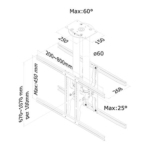 NewStar TV/Monitor Ceiling Mount for Dual 37"-75" Screens (Back to Back), Height Adjustable - Black - Ceiling mount for 2 LCD / plasma panels (Tilt & Swivel) - black - screen size: 37"-75" - ceiling mountable