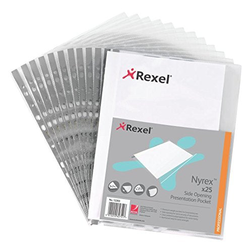 Best Value Rexel Nyrex A4 Plastic Punched Wallets Top Opening, Pack of 25