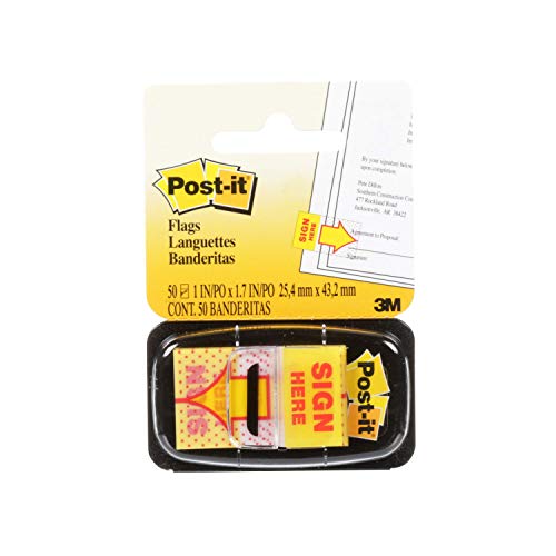 Best Value Post-it 25mm x 43.2mm Index Sign Here Flags (50 Sheets) - Yellow "Sign Here"