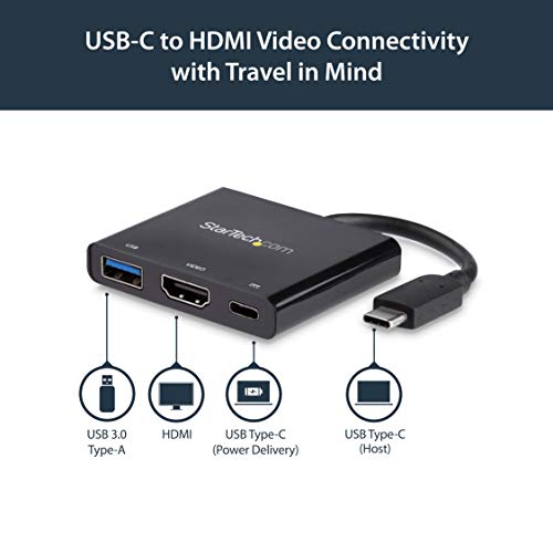 StarTech.com USB-C to HDMI Adapter - 4K 30Hz - Thunderbolt 3 Compatible - with Power Delivery (USB PD) - USB C Adapter Converter (CDP2HDUACP)