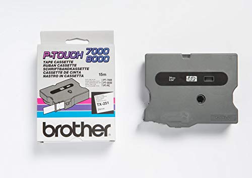 Brother TX251 - Black on white - Roll (2.4 cm) laminated tape - for P-Touch PT-30, PT-7000, PT-8000, PT-PC