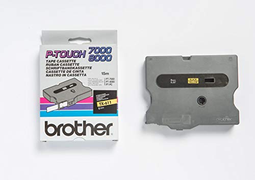 Brother TX611 - Black on yellow - Roll (0.6 cm x 15.2 m) 1 roll(s) laminated tape - for P-Touch PT-7000, PT-8000, PT-PC