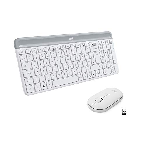 Logitech Slim Wireless Combo MK470 - Keyboard and mouse set - wireless - 2.4 GHz - QWERTY - UK - off-white