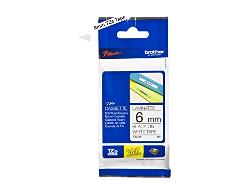 Best Value Brother TZe-211 Labelling Tape Cassette, 6 mm (W) x 8 m (L), Laminated, Brother Genuine Supplies - Black on White