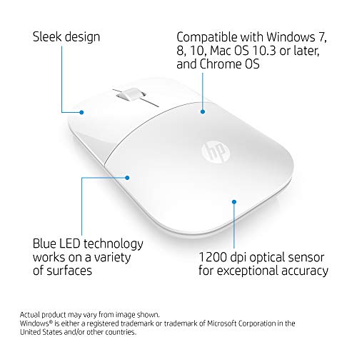 HP Z3700 - Mouse - wireless - 2.4 GHz - USB wireless receiver - white - for OMEN Obelisk by HP 875, HP 15, 27, ENVY x360, Pavilion Gaming 15, 690, TG01, Spectre x360