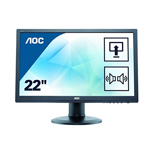 AOC e2260Pda 22" 16:10 Black WLED 1680x1050, TN 170/160 (CR10), 1000:1, 5ms, Speakers, VESA, Tilt, Swivel, Height Adjust 130mm, Pivot, VGA x1, DVI-D x1