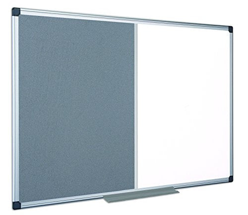 Best Value Bi-Office Combination Board Maya, Grey Felt/Melamine, Aluminium Frame, 90 x 60 cm