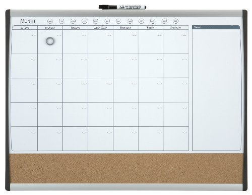 Best Value Rexel 1903813 Monthly Planner, Magnetic Dry Wipe Personal Whiteboard/Cork Noticeboard, 585 x 430 mm, Arched Frame, Includes Marker, Magnets and Fitting Kit, White