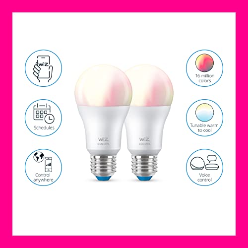 WiZ Colors - LED light bulb - shape: A60 - frosted finish - E27 - 8 W (equivalent 60 W) - class A+ - 16 million colours/warm white to daylight - 2200-6500 K (pack of 2)