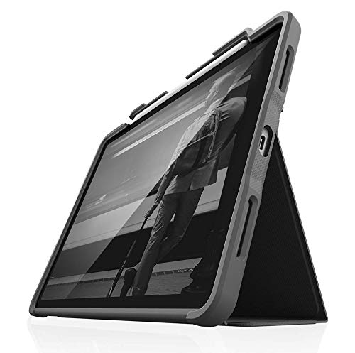 STM Dux Plus 10.9 Inch Apple iPad Air 4th Generation Folio Tablet Case Black Polycarbonate TPU Magnetic Closure 6.6 Foot Drop Tested Instant On and Of