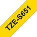 Brother TZe-S651 - Extra strength adhesive - black on yellow - Roll (2.4 cm x 8 m) 1 roll(s) laminated tape - for Brother PT-D600, P-Touch PT-3600, D800, E550, E800, P750, P900, P950, P-Touch EDGE PT-P750