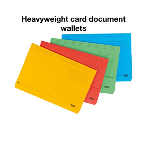 Elba Strongline Foolscap Bright Manilla Document Wallet Half Flap Heavyweight 320gsm 32mm Assorted Colours (Pack 25)