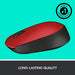 Logitech M171 - Mouse - wireless - 2.4 GHz - USB wireless receiver - black, red