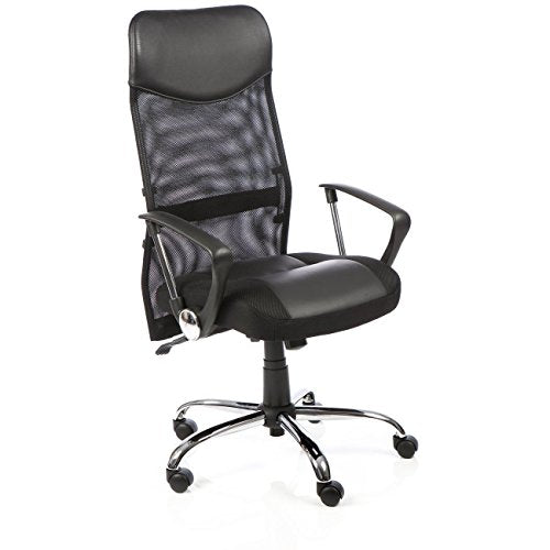 Vegas Executive Chair Black Leather Seat Black Mesh Back Leather Headrest With Arms EX000074