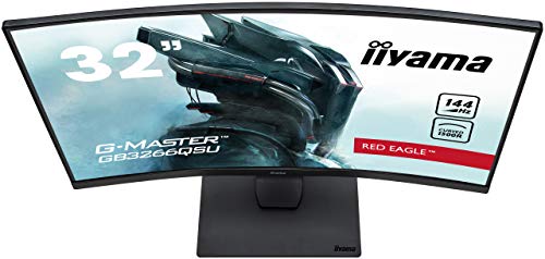 iiyama G-MASTER Red Eagle GB3266QSU-B1 - LED monitor - curved - 32" (31.5" viewable) - 2560 x 1440 WQHD @ 144 Hz - VA - 400 cd/m - 3000:1 - 1 ms - 2xHDMI, 2xDisplayPort - speakers - matte black