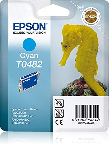 Epson T0482 - 13 ml - cyan - original - blister with RF/acoustic alarm - ink cartridge - for Stylus DX3800, Stylus Photo R200, R220, R300, R320, R340, RX500, RX600, RX620, RX640