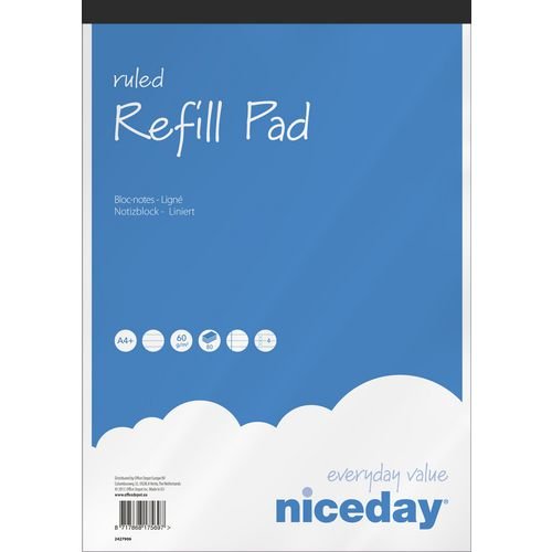 Best Value Niceday Refill Pads White Ruled Perforated A4+ 29.5 x 21 cm 5 Pieces of 80 Sheets