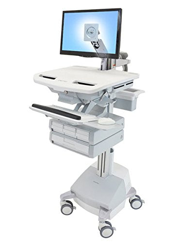 Ergotron StyleView - Cart for LCD display / keyboard / mouse / CPU / notebook / barcode scanner (open architecture) - medical - aluminium, zinc-plated steel, high-grade plastic - grey, white, polished aluminium - screen size: up to 24" - output: AC 230 V - 66 Ah - Lead Acid