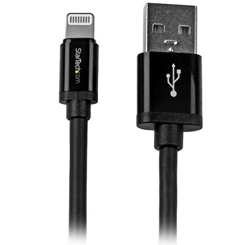 Best Value StarTech.com USBLT2MB 2 m (6 ft) Long Black Apple 8-Pin Lightning Connector to USB Cable for iPhone/iPod/iPad, Charge and Sync Cable