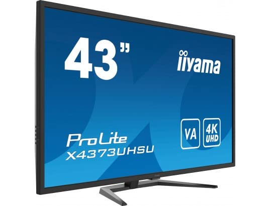 iiyama ProLite X4373UHSU-B1 - LED monitor with TV tuner - 43" (42.5" viewable) - 3840 x 2160 4K @ 60 Hz - VA - 400 cd/mï¿½ - 4000:1 - 3 ms - 2xHDMI, DisplayPort, Mini DisplayPort - speakers - matte black