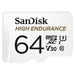 Best Value SanDisk High Endurance Video Monitoring Cards for Dashcams and Home Monitoring 64 GB MicroSDXC Card + SD Adapter, Up to 100 MB/s Read and 40 MB/s Write, Class 10, U3, V30, White