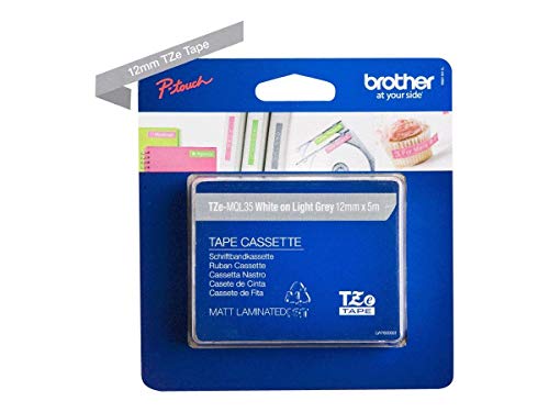 Brother TZe-MQL35 - Matte - white on light gray - Roll (1.2 cm x 5 m) 1 roll(s) laminated tape - for Brother PT-D210, D600, H110, P-Touch PT-1005, 1010, D450, D800, H110, P300, P900, P950