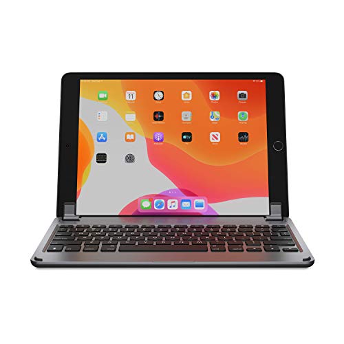 Brydge 10.2 Inches AZERTY French Bluetooth Wireless Keyboard for Apple iPad 7th Generation 2019 Durable Aluminium Body Backlit Keys Space Grey