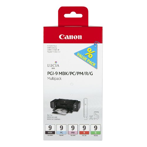 Canon PGI-9 M BKPCPMRG - 1033B013 - 1 x Red,1 x Green,1 x matte Black,1 x Photo Cyan,1 x Photo Magenta - Ink tank - For PIXMA Pro9500,Pro9500 Mark II