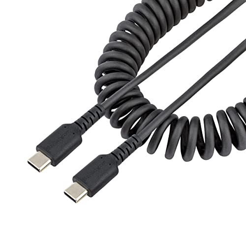 StarTech 1m USB C to USB C Coiled Heavy Duty Fast Charge and Sync Cable