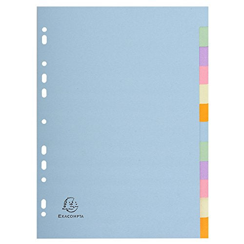 Best Value Exacompta Forever 1612E A4 12 Part Plain Dividers - Multi-Coloured (1 Pack of 12)