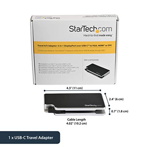 StarTech.com CDPVGDVHDB Travel A/V Adapter: 3-in-1 USB-C to VGA, DVI or HDMI - 4K