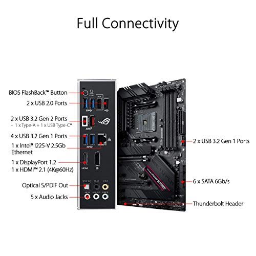 ASUS ROG STRIX B550-F GAMING - Motherboard - ATX - Socket AM4 - AMD B550 - USB-C Gen2, USB 3.2 Gen 1, USB 3.2 Gen 2 - 2.5 Gigabit LAN - onboard graphics (CPU required) - HD Audio (8-channel)