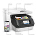 HP Officejet Pro 8730 All-in-One - Multifunction printer - colour - ink-jet - Legal (216 x 356 mm) (original) - A4/Legal (media) - up to 22 ppm (copying) - up to 24 ppm (printing) - 250 sheets - USB 2.0, LAN, Wi-Fi(n), USB host, NFC - HP Instant Ink eligible