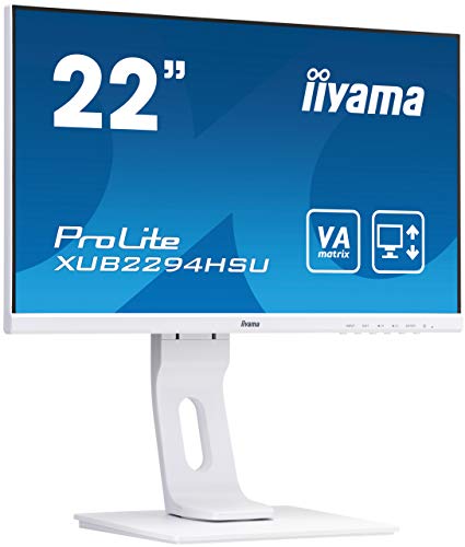 iiyama ProLite XUB2294HSU-W1 - LED monitor - 22" (21.5" viewable) - 1920 x 1080 Full HD (1080p) @ 75 Hz - VA - 250 cd/m - 3000:1 - 4 ms - HDMI, VGA, DisplayPort - speakers - matt white