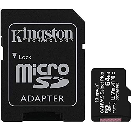 Kingston Canvas Select Plus - Flash memory card (microSDXC to SD adapter included) - 64 GB - A1 / Video Class V10 / UHS Class 1 / Class10 - microSDXC UHS-I