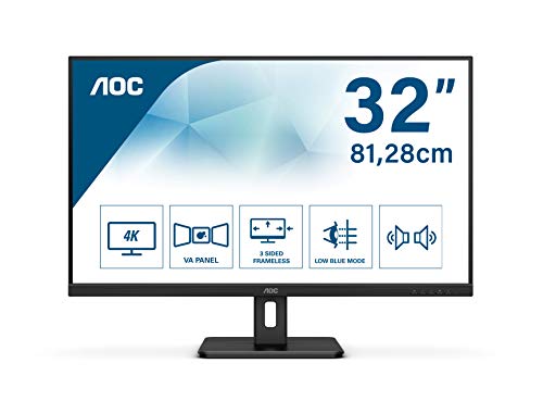 AOC Essential Line U32E2N 31.5 Inch 3840 x 2160 4K UHD 60Hz VA MM HDMI DP LED Monitor Black