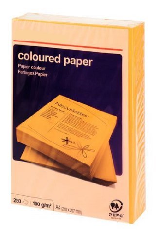 Best Value A4 250 Sheets Coloured Paper Card 160gsm - Intense Orange - Ream-Wrapped