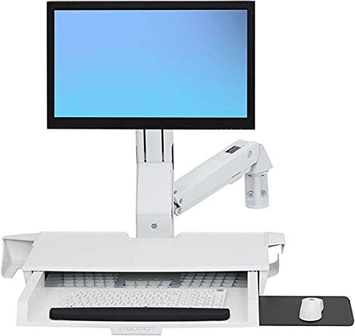 Ergotron StyleView Sit-Stand Combo Arm with Worksurface - Wall mount for LCD display / keyboard / mouse / CPU - aluminium, high-grade plastic - white - screen size: up to 24"