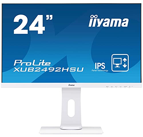 iiyama ProLite XUB2492HSU-W1 - LED monitor - 24" (23.8" viewable) - 1920 x 1080 Full HD (1080p) @ 60 Hz - IPS - 250 cd/m - 1000:1 - 5 ms - HDMI, VGA, DisplayPort - speakers - white