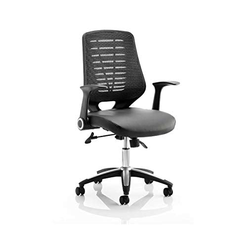 Relay Chair Leather Seat Black Back With Arms OP000117