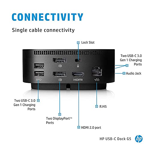 HP USB-C Dock G5 - Docking station - USB-C - GigE - 100 Watt - United Kingdom - for OMEN by HP 16, 17, Victus by HP 16, Chromebook 14, Pavilion 15, Pavilion Gaming TG01