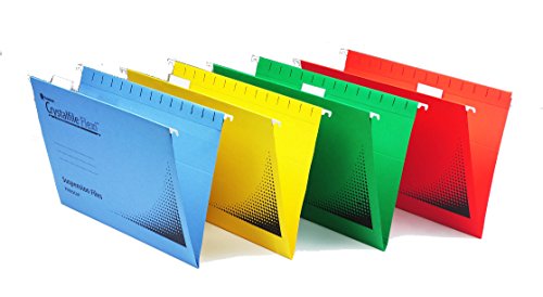 Rexel 3000043 Crystalfile Flexifile Foolscap Suspension File, 150 Sheet Capacity, 15 mm V-Base Manilla, Pack of 50, Yellow